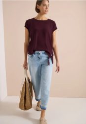 Bluse mit Rundhals und Knotendetail