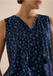 Blusentop mit Split Neck und Palmen-Print