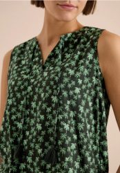Blusentop mit Split Neck und Palmen
