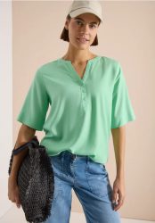 Kurzarm Bluse mit Split Neck