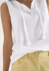 Blusentop mit Split Neck und  Bändern