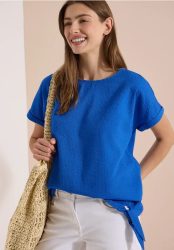 Blusenshirt mit Rundhals und Knotendetail