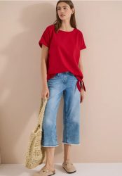 Blusenshirt mit Rundhals und Knotendetail