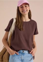 Blusenshirt mit Rundhals und Knotendetail