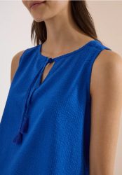 Blusentop mit Split Neck und Bändern