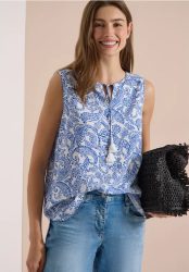 Blusentop mit Split Neck und Print