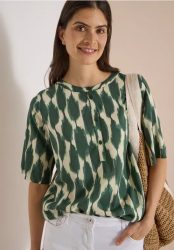 Kurzarm Bluse mit Rundhals und Print