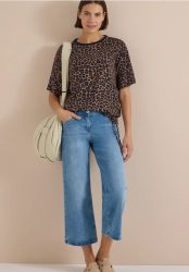 Kurzarm Blusenshirt mit Leo