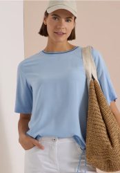Kurzarm Blusenshirt mit Rundhals