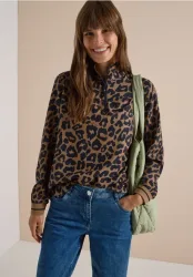 Bluse mit Stehkragen und Zipper