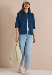 Kurzarm Hemdbluse in Unifarbe
