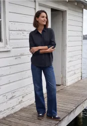 Langarm Hemdbluse mit Knopfleiste