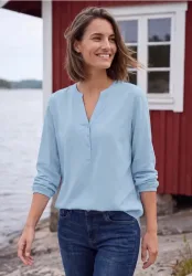 Langarm Tunika mit Split Neck