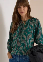 3/4-Arm Bluse mit Split Neck und Print