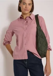 Langarm Hemdbluse aus Cord mit Knöpfen