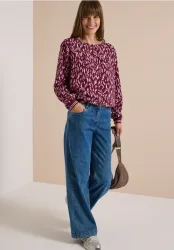 Langarm Bluse mit Rundhals und Print
