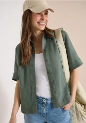 Kurzarm Hemdbluse aus reinem Leinen