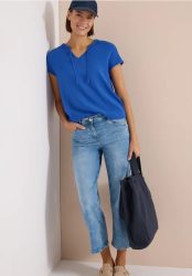 Kurzarm Bluse mit Strukturmix