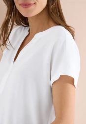 Kurzarm Bluse mit Split Neck