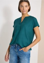Kurzarm Bluse mit Split Neck