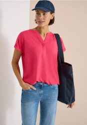 Kurzarm Bluse mit Split Neck