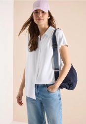 Basic Bluse mit Hemdkragen in Unifarbe