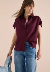 Basic Bluse mit Hemdkragen in Unifarbe