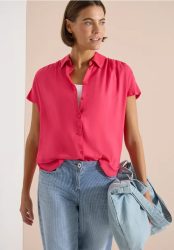 Basic Bluse mit Hemdkragen in Unifarbe