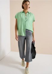 Basic Bluse mit Hemdkragen in Unifarbe