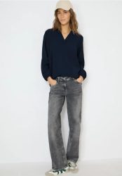 Bluse in Unifarbe