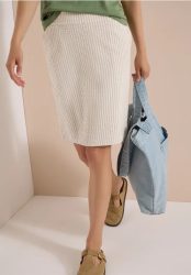 Knielanger Jogg Skirt in Seersucker