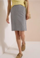 Knielanger Jogg Skirt in Seersucker