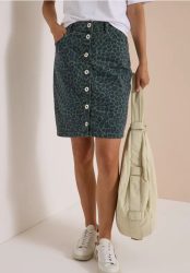 Knielanger Denim Rock mit Leo