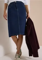 Knielanger Denim Rock mit Taschen