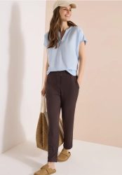 Mid Waist Slim Leg Hose im Casual Fit