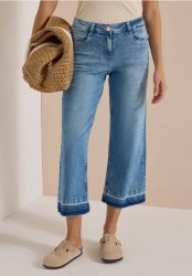 Straight Leg Jeans mit frasigem Saum