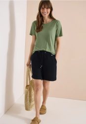 Straight Leg Shorts aus Musselinstoff