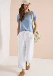High Waist Wide Leg Hose aus Leinenmix