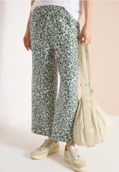 7/8 Wide Leg Hose aus Leinenmix im Leoprint