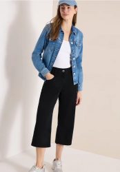 3/4 High Waist Wide Leg Hose im Loose Fit