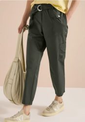Mid Waist Slim Leg Hose im Loose Fit