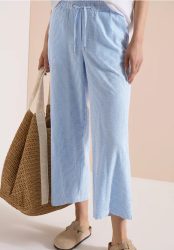 7/8 Wide Leg Hose in Seersuckerqualität