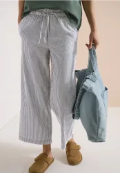 7/8 Wide Leg Hose in Seersuckerqualität