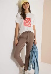 Mid Waist Slim Leg Hose im Casual Fit