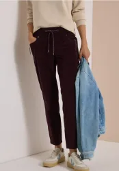 Mid Waist Slim Leg Hose im Casual Fit