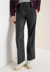 Beschichtete Wide Leg Hose