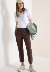 7/8 Mid Waist Slim Leg Hose im Casual Fit