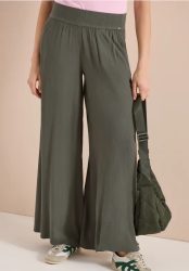 Wide Leg Hose mit Crepe Struktur