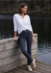 Mid Waist Straight Leg Jeans im Casual Fit