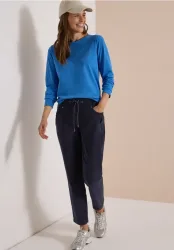 Mid Waist Slim Leg Hose im Casual Fit
